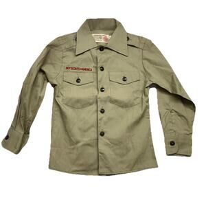 BOY SCOUTS Of America Size 8 Youth Uniform Shirt LONG SLEEVE Tan